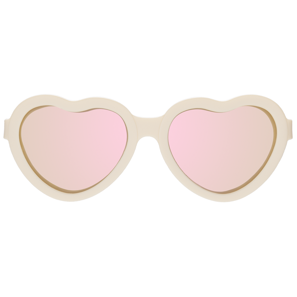 Sweet Cream Heart Rose Gold Polarized Mirrored Lenses Babiators Sunglasses